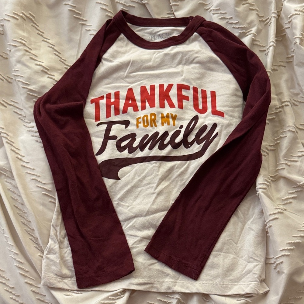 The Children's Place Thankful Family Long Sleeve Tee - Maroon & White
